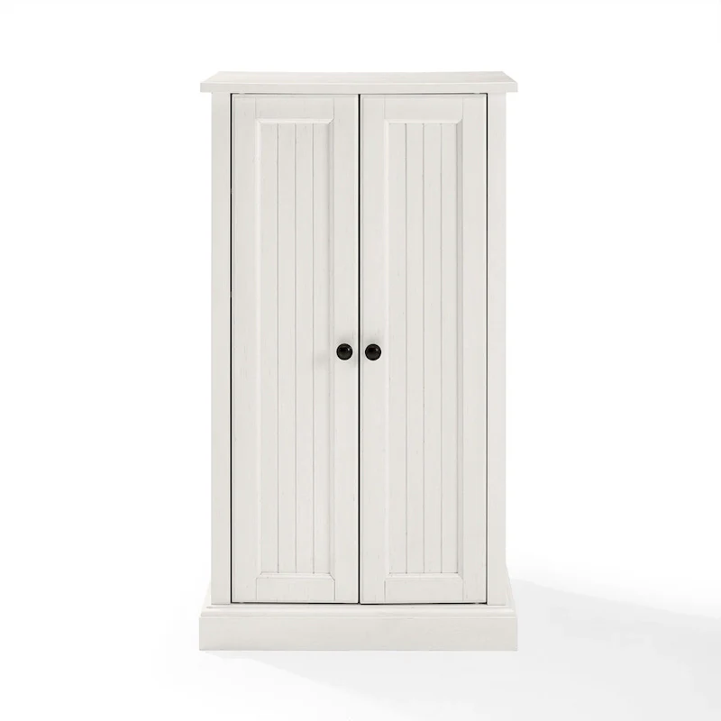 Antique White Coastal Double-Door Accent Cabinet