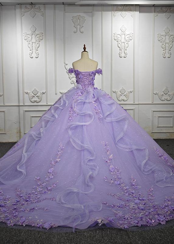 Romantic Sleeveless Beading Quinceanera Dresses with 3D Flower Appliques