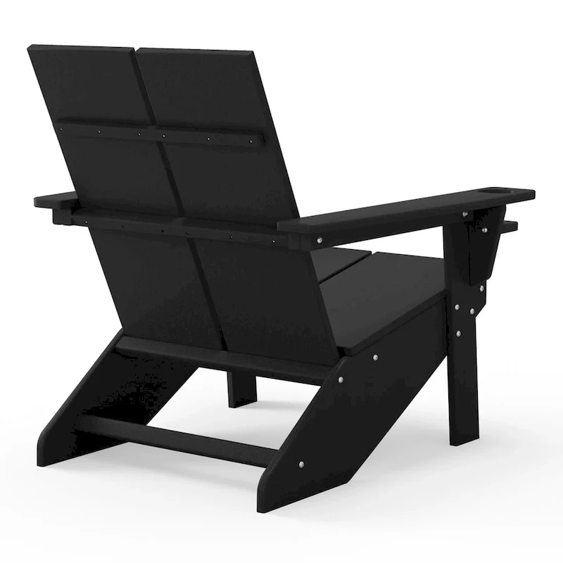 Polytrends Coastin Modern Poly Adirondack Chair (Set of 2), Black