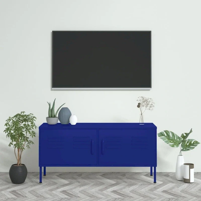 vidaXL TV Stand TV Unit Sideboard Home TV Console Media Unit Cupboard Steel - 41.3 x 13.8 x 19.7