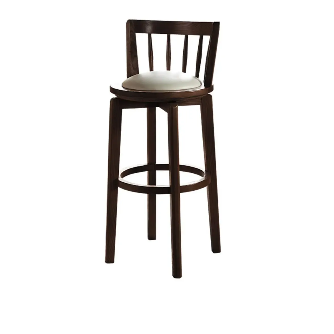 Mid-century Modern Wooden Swivel Bar Stool Upholstered