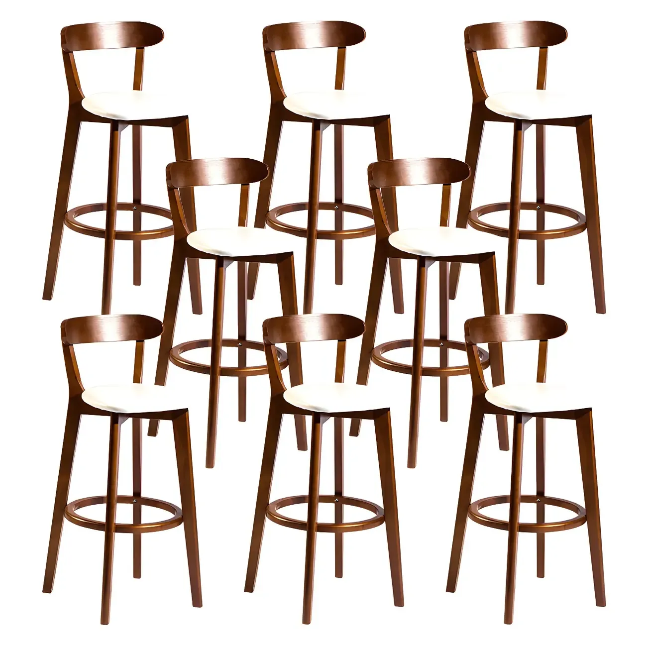 Wooden Upholstered Low Back Bar Height Stools Set of 2