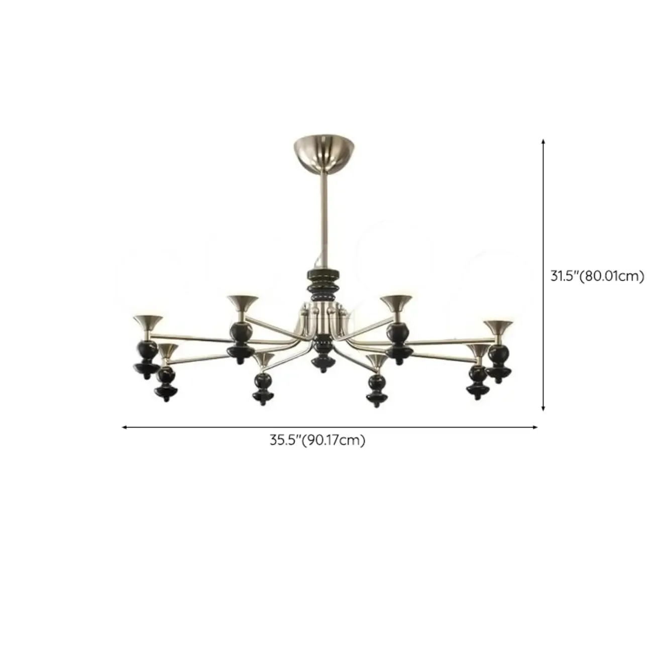 Modern Stylish Black Nickel Glass Globe Chandelier