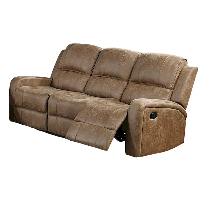 Chestnut Brown Faux Leather Manual Recliner Sofa, 1-Seat, 78 Inch