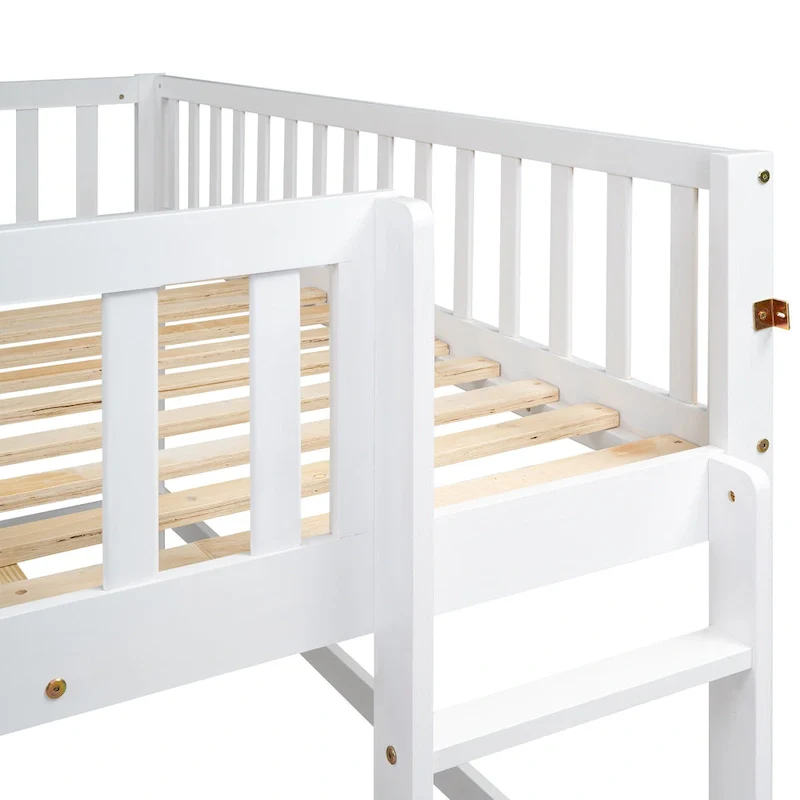 Pine Low Loft Bed with Slide