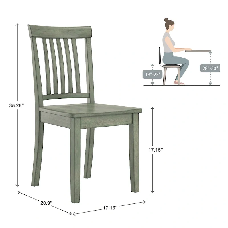 Wilmington II 48-Inch Rectangular Antique Sage Green 5-Piece Dining Set by iNSPIRE Q Classic