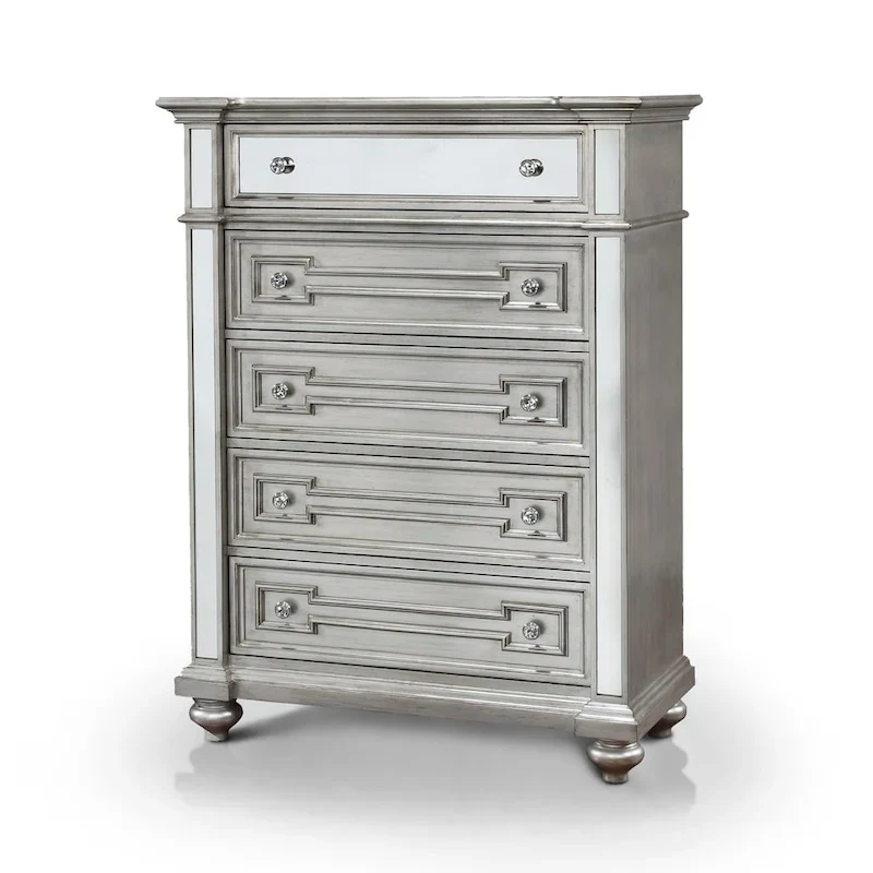 Eaen Glam Champagne Solid Wood 5-Drawer Chest by Furniture of America