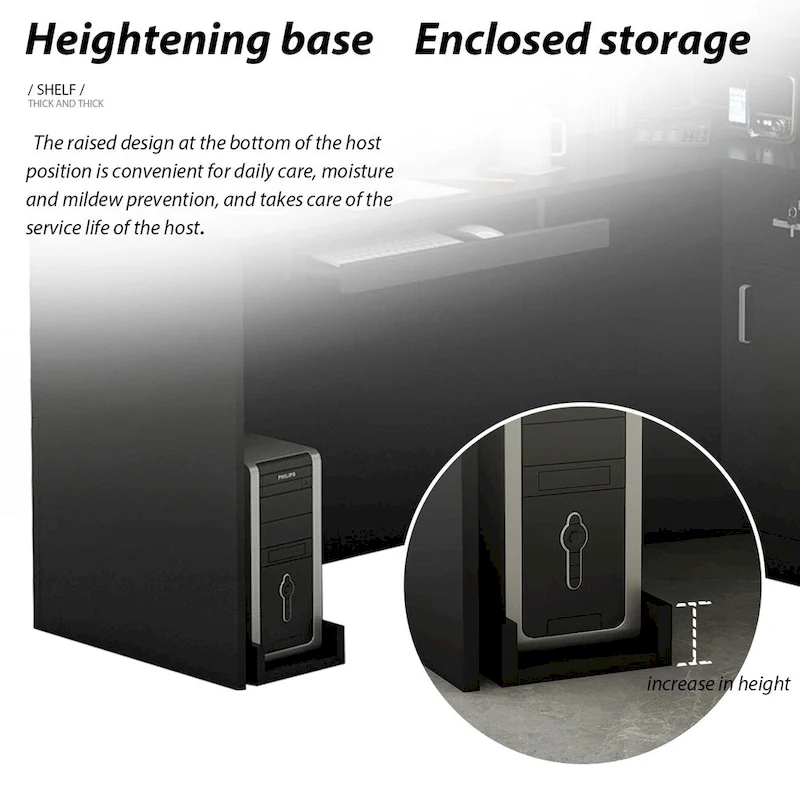 Timechee 55.9W 48.4H L-Shape Wood Reception Desk Drawer With Lock