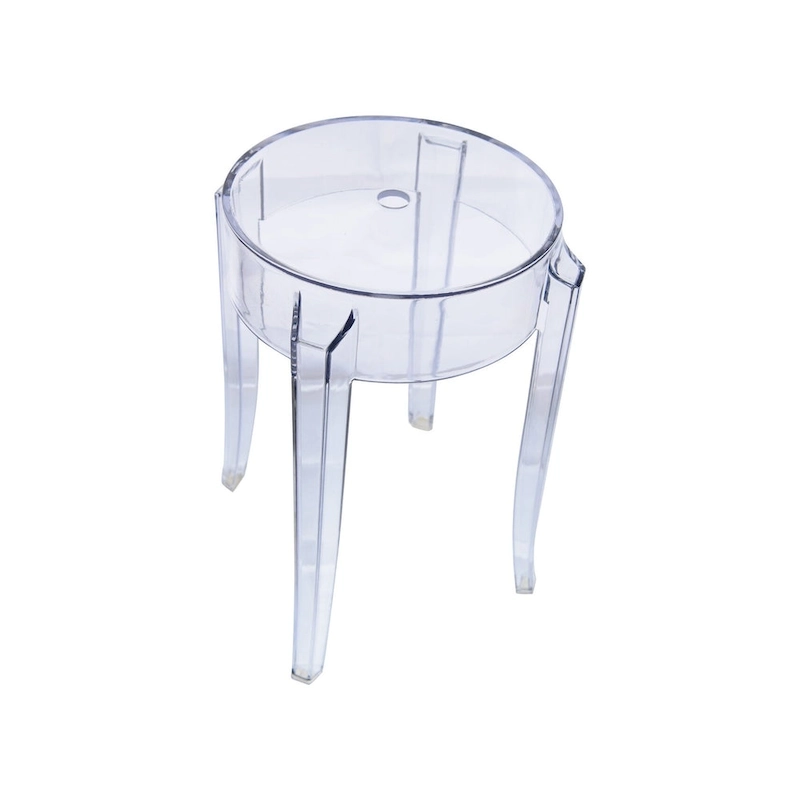 LeisureMod 18 in. High Backless Acrylic Counter Stool with Round Seat and Foot Rest - 18.1