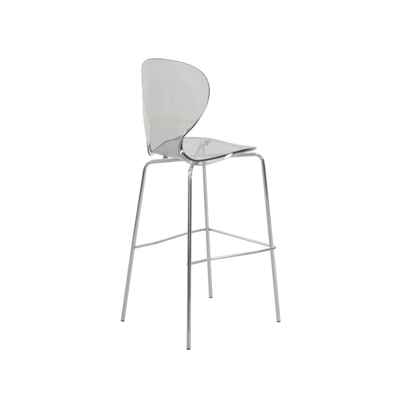 Acrylic Barstool with Steel Frame in Chrome Finish Oyster Series Set of 2