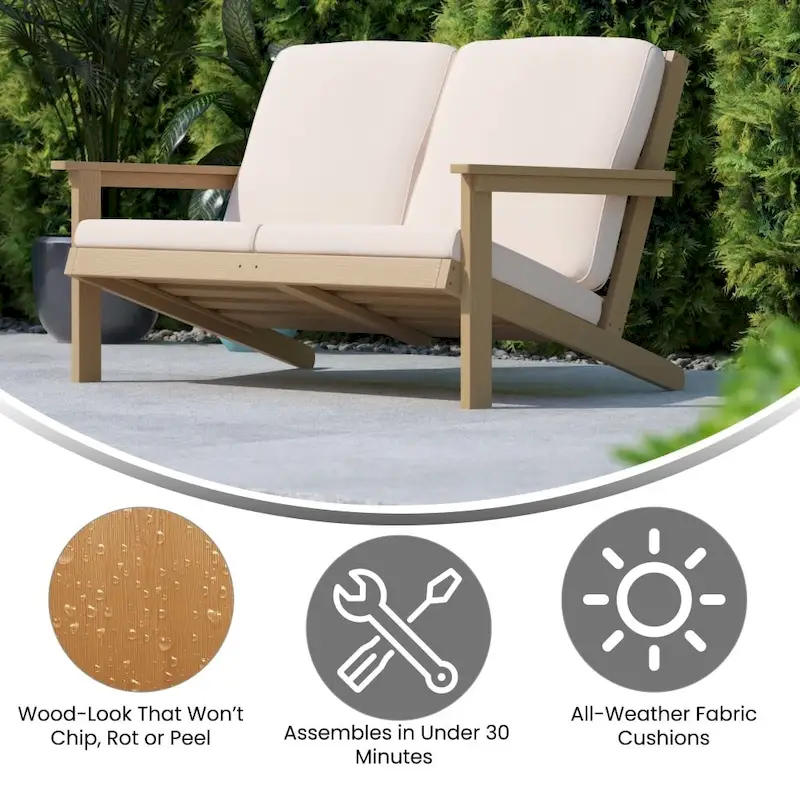 All-Weather Poly Resin Adirondack Loveseat & Cushions
