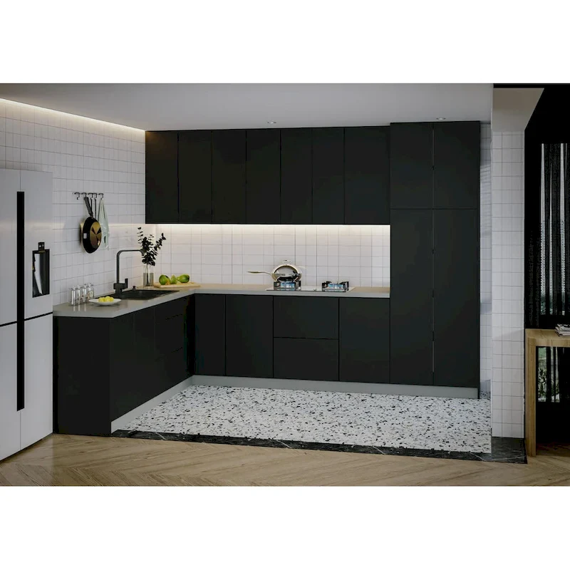 Black Kitchen Cabinet Base Unit — 8x10 Ft Wide (126