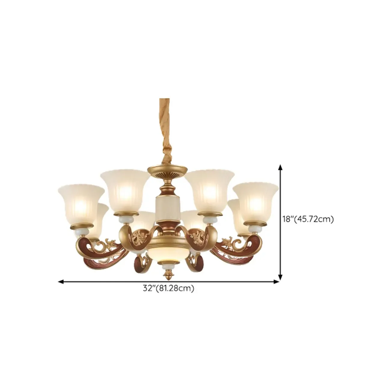 Adjustable Dining Room Gold Glass Bell Shape Up Light Chandelier