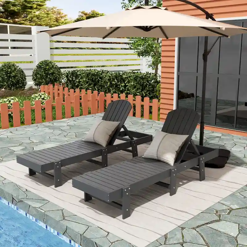 Polytrends Altura Armless Poly Eco-Friendly All Weather Reclining Chaise Lounge (Set of 2)