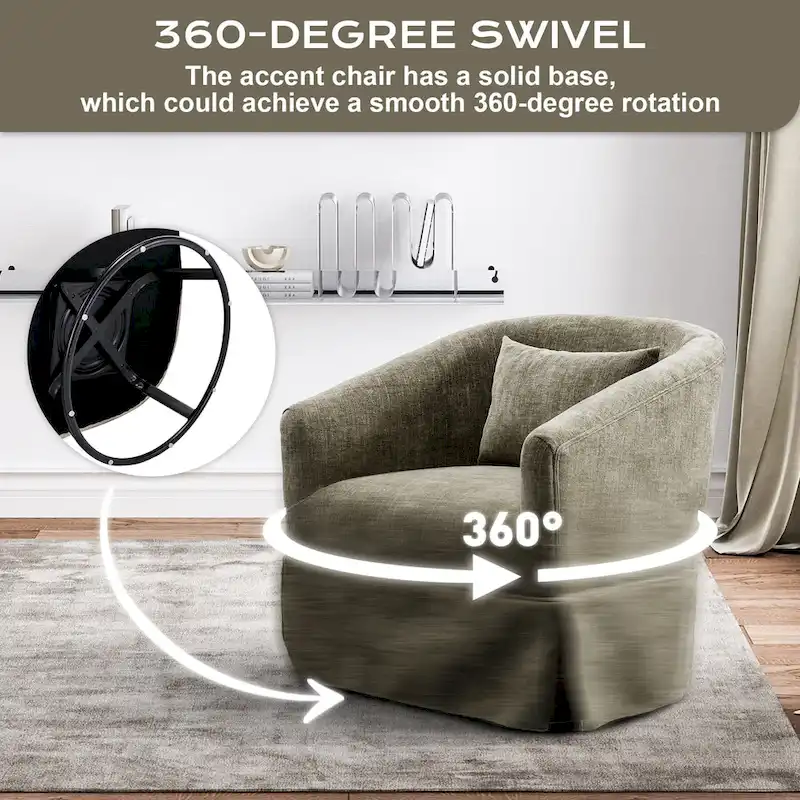 Ouyessir Set of 2 Swivel Barrel Chair 360 Degree Upholstered Accent Chair Fabric Armchair