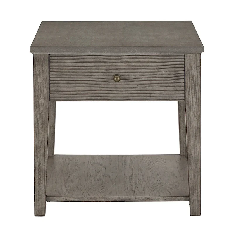 Coober Antique Grey Finish Grey Fiber Cement Table with Shelf by iNSPIRE Q Modern