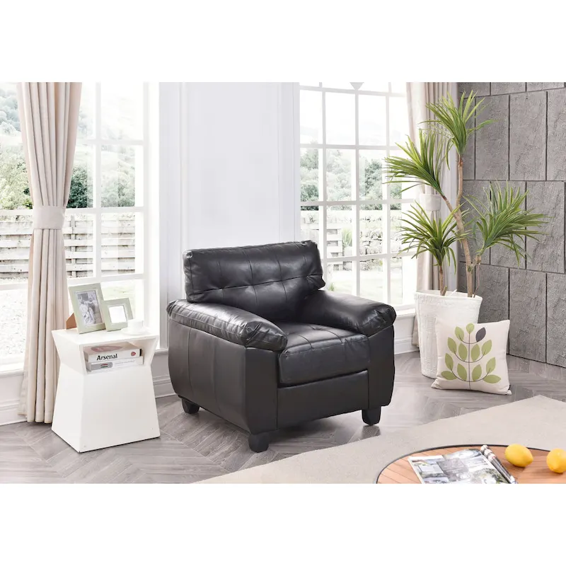 Faux Leather Tufted Accent Chair
