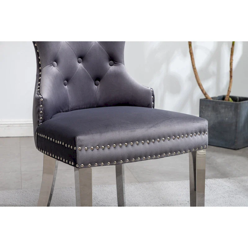 Roundhill Furniture Montura Tufted Velvet Chair (Set of 2)