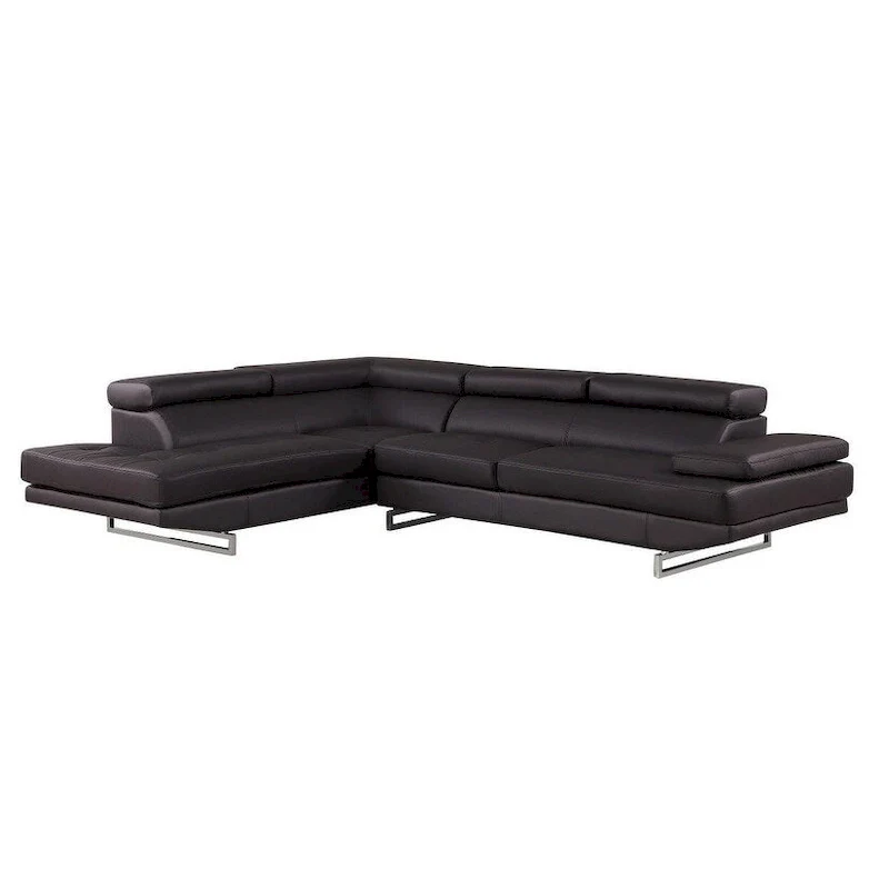 Black Leather L Shaped Corner Sectional - 124