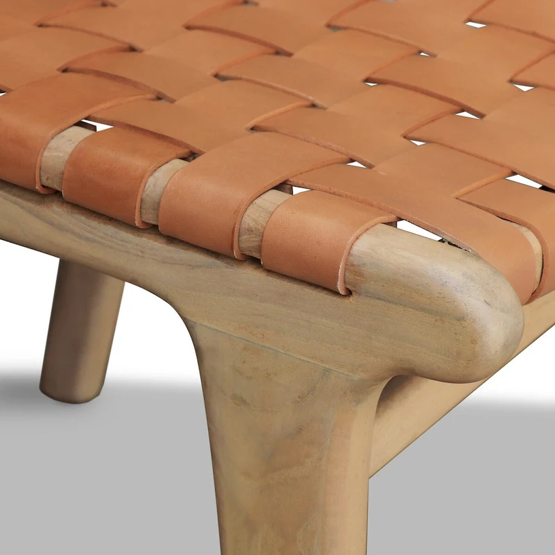 Poly and Bark Banda Teak & Leather Dining Chair - Solid Teak Wood Frame