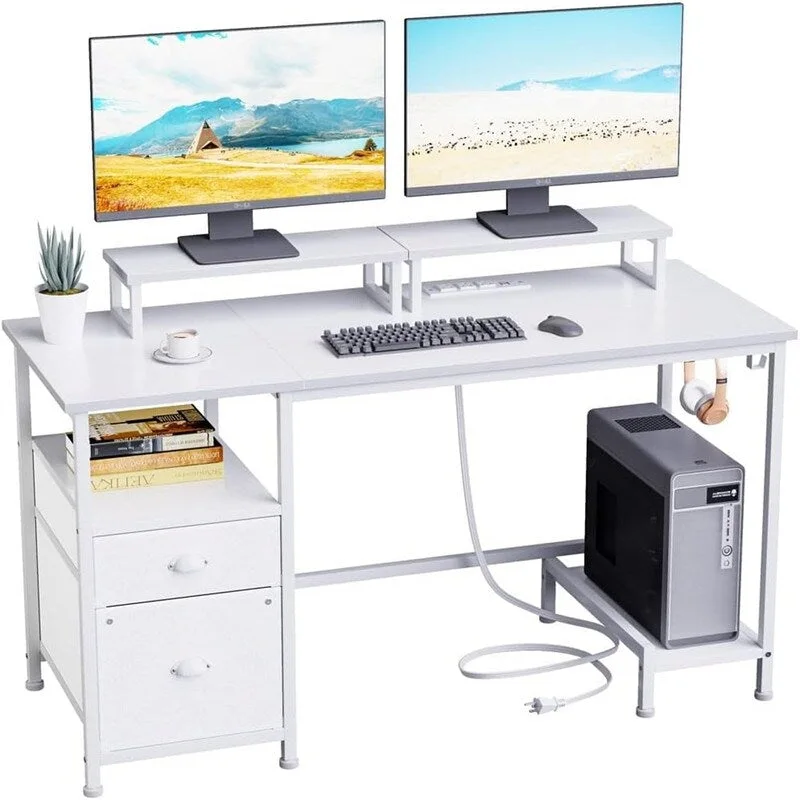 White Computer Desk with Drawer