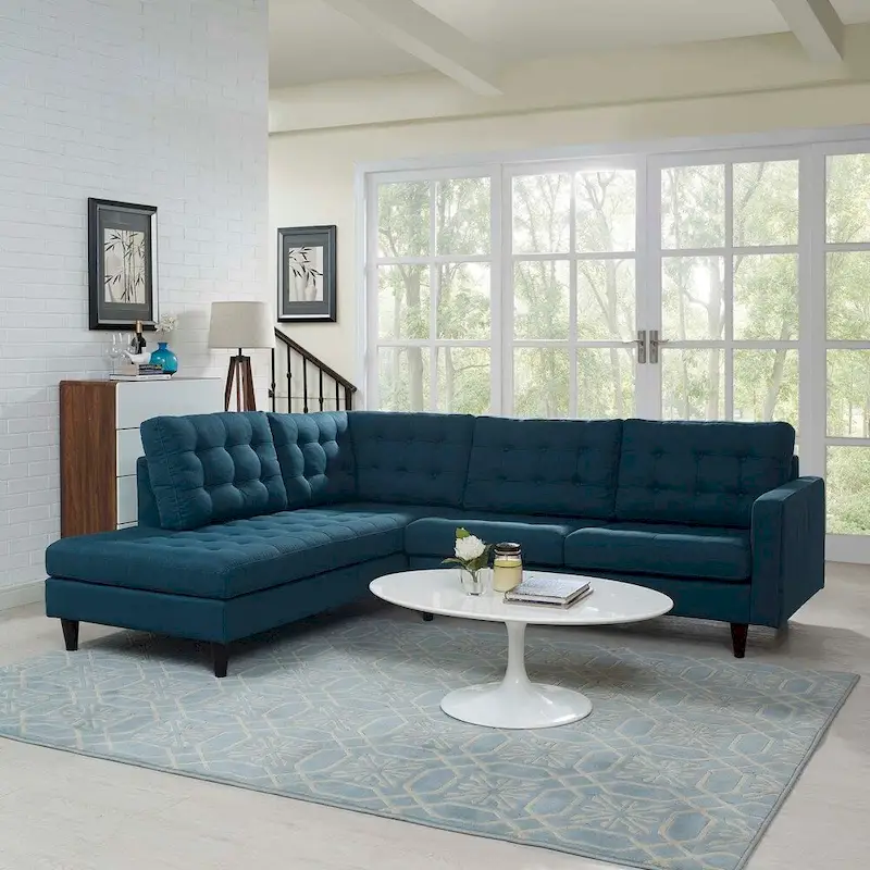 2 Piece Upholstered Fabric Left Facing Bumper Sectional