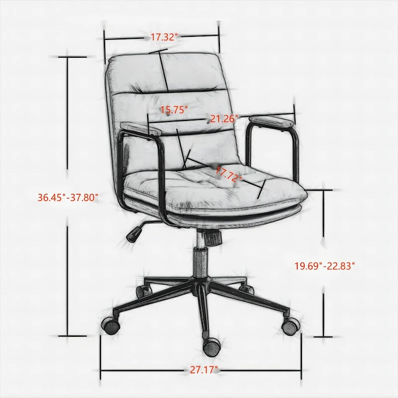 GEITIN Home Office Desk Task Swivel Chair with Padded Armrest