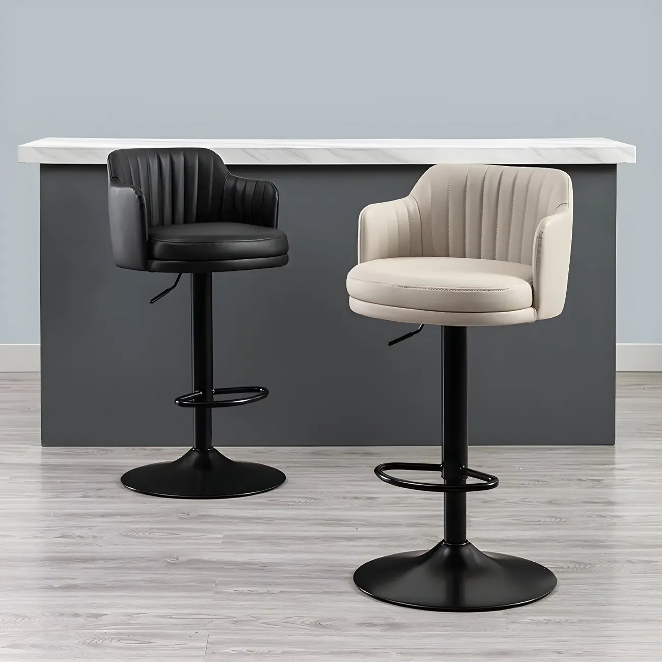 Modern Leather Armrests Swivel Adjustable Bar Stool