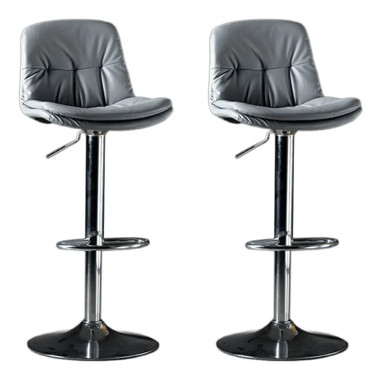Adjustable Leather Low Back Swivel Bar Stool