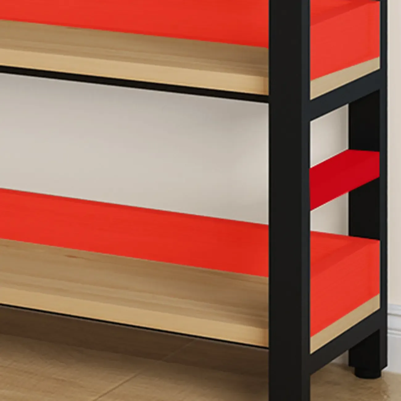 Freestanding Simple Multi-Layer Wood Bookshelf in Steel Frame