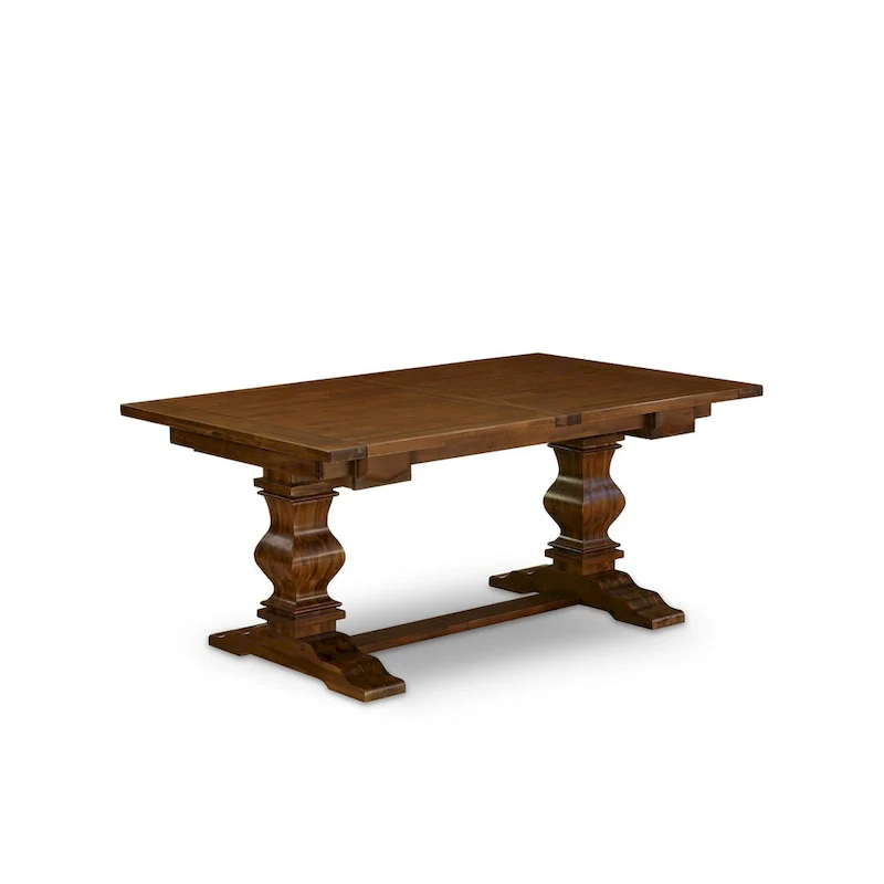 East West Furniture 11 Piece Dining Table Set- a Wooden Table and 10 Linen Fabric Upholstered Chairs(Finish Options)