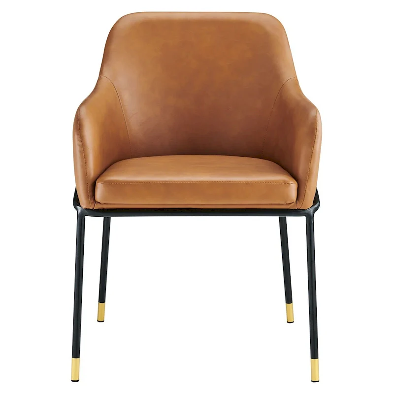 Vegan Leather Dining Armchair – Retro Modern Style