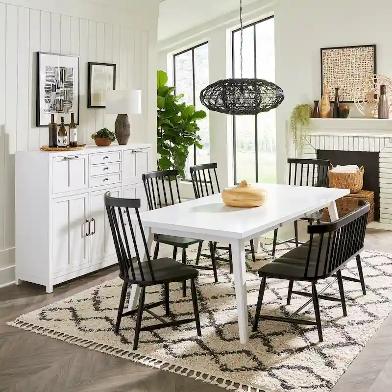 White and Black Rectangular Dining Table