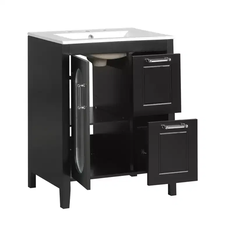 Bathroom Vanity With Top Sink, Bathroom Storage Cabinet WithDrawers Door, Freestanding Single Sink Vanity For Apartment