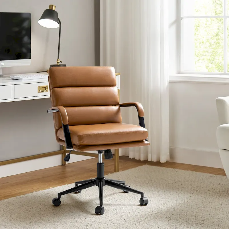 Faux Leather Swivel Chair | Camel / Black / Sage / White / Brown / Navy | Single