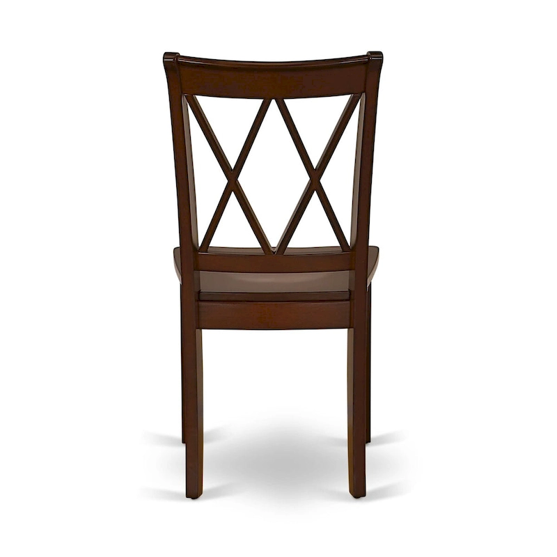 East West Furniture 3 Piece Dining Table Set- a Round Kitchen Table with Pedestal and 2 Dining Chairs, Mahogany(Seat Options)