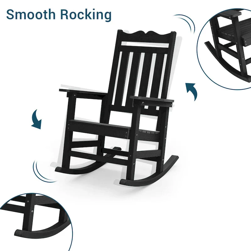 BONOSUKI Patio Adirondack Rocking Chair,Fire Pit Chair Weather Resistant