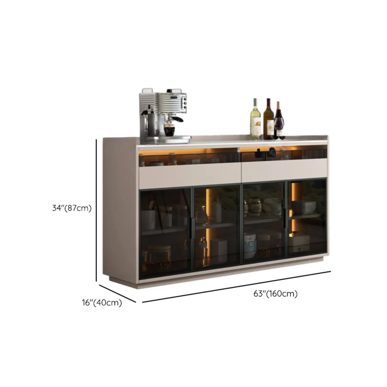 Modern Wood Buffet Sintered Stone Countertop