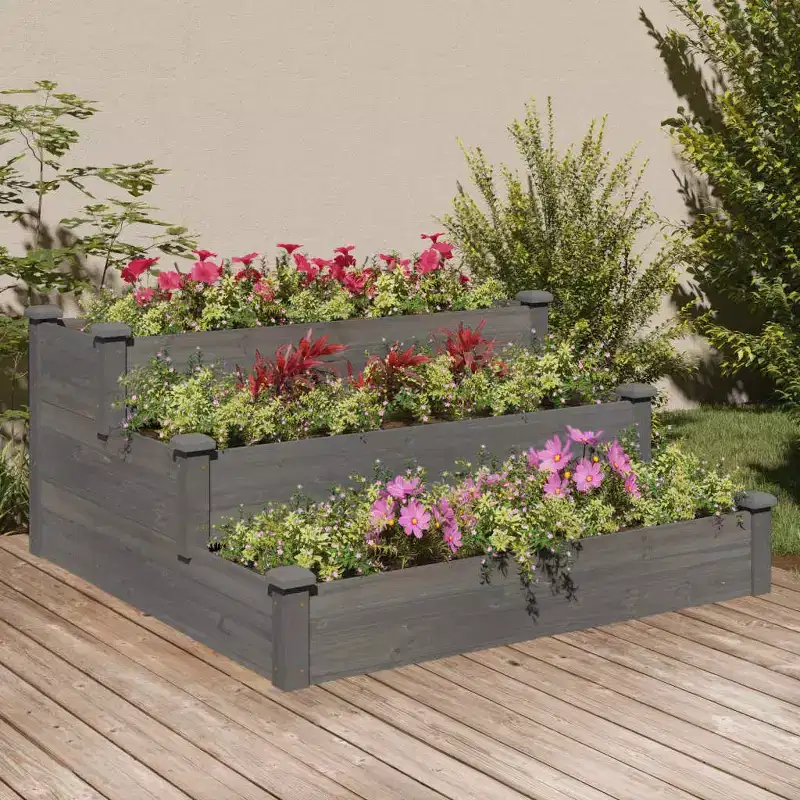 vidaXL Garden Raised Bed Strawberry Planter Vegetable Herb Bed Solid Wood Fir