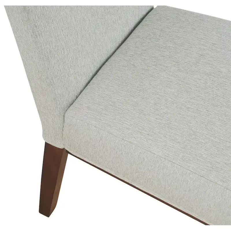 Modern Dining Chair White Woven Fabric Natural Wood Legs 19W x 23.5D x 33H Stain-Resistant Medium Firm Cushion Kitchen Seating Single Pack