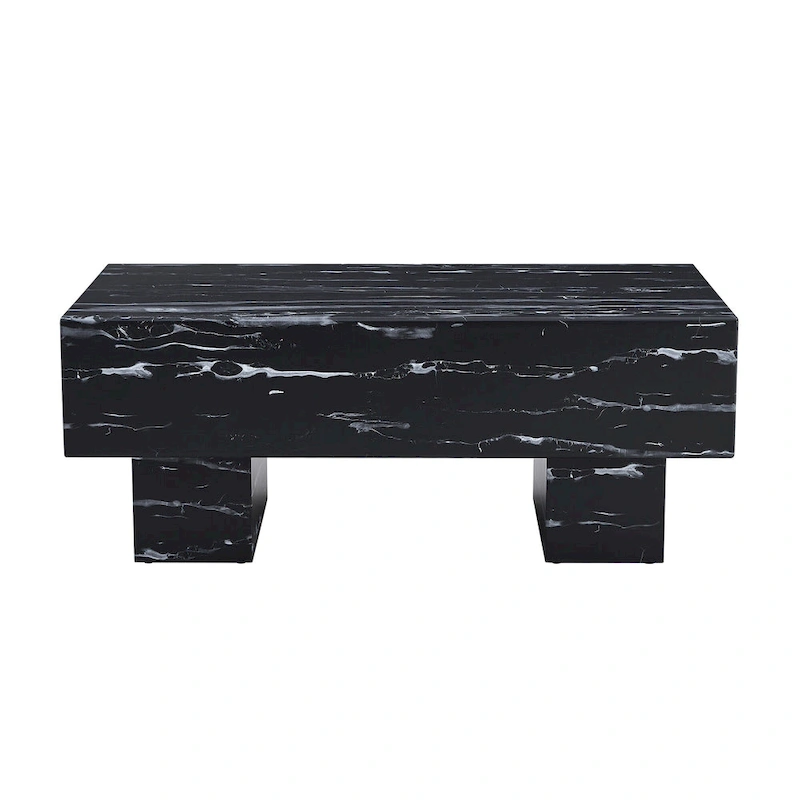 43.3 MDF Coffee Table with Black Marble Texture, 300lbs Capacity