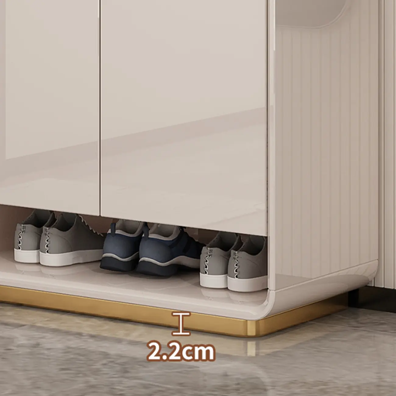 Glam Beige Solid Wood Shoe Cabinet with Display Top