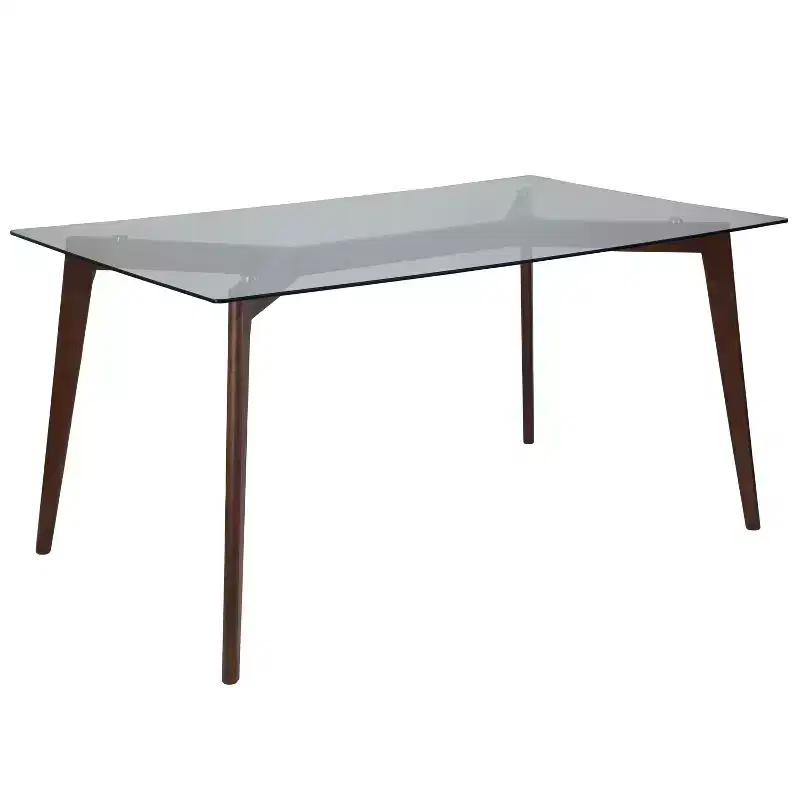 Multicolored Glass Top 4-Leg Dining Table, Seats 6