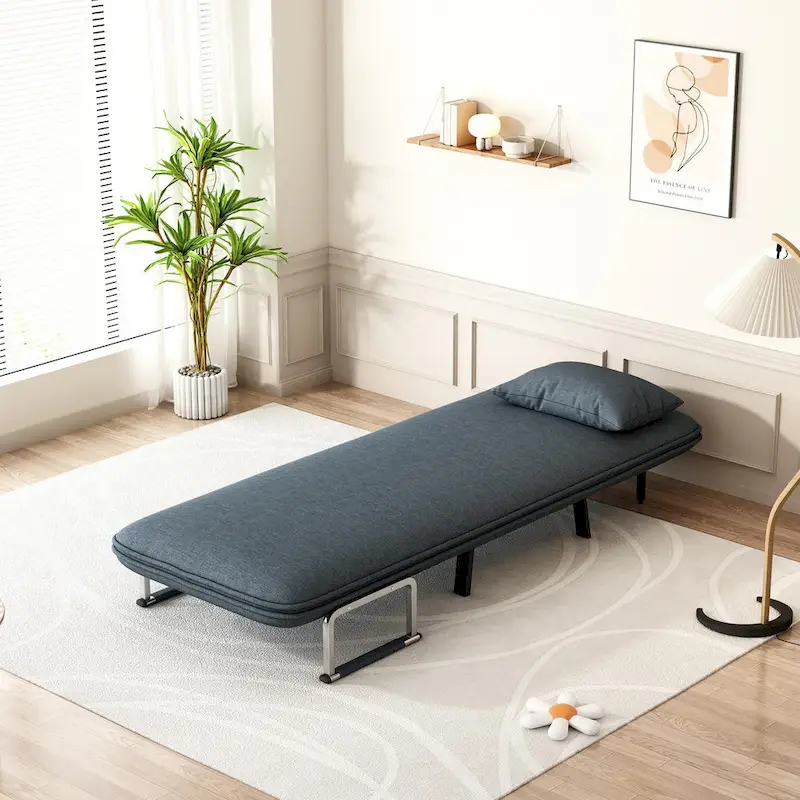 Convertible Tri-Fold Sofa Bed with Adjustable Backrest & Pillow