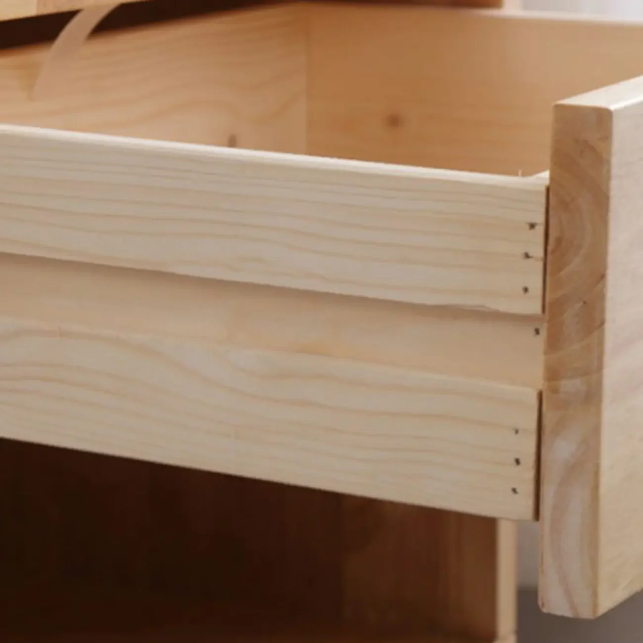 Scandinavian Rubberwood Nightstand with Drawers