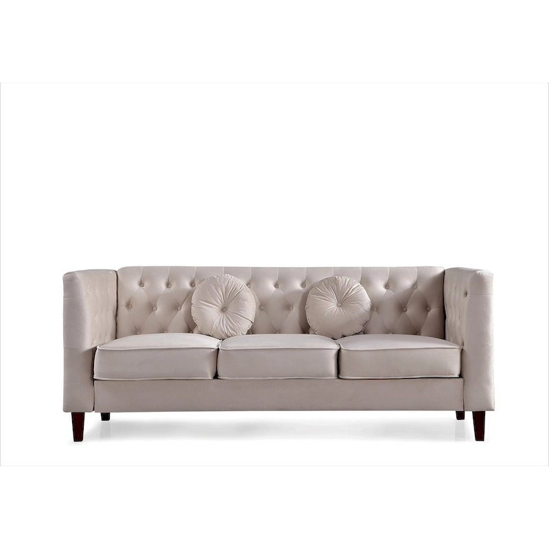US PRIDE FURNITURE Velvet Classic Chesterfield Sofa with Wood legs