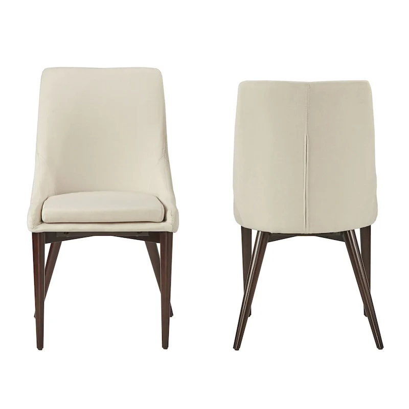 Mid-Century Barrel-Back Linen Dining Chairs with Tapered Legs – Dark Grey / Grey / White