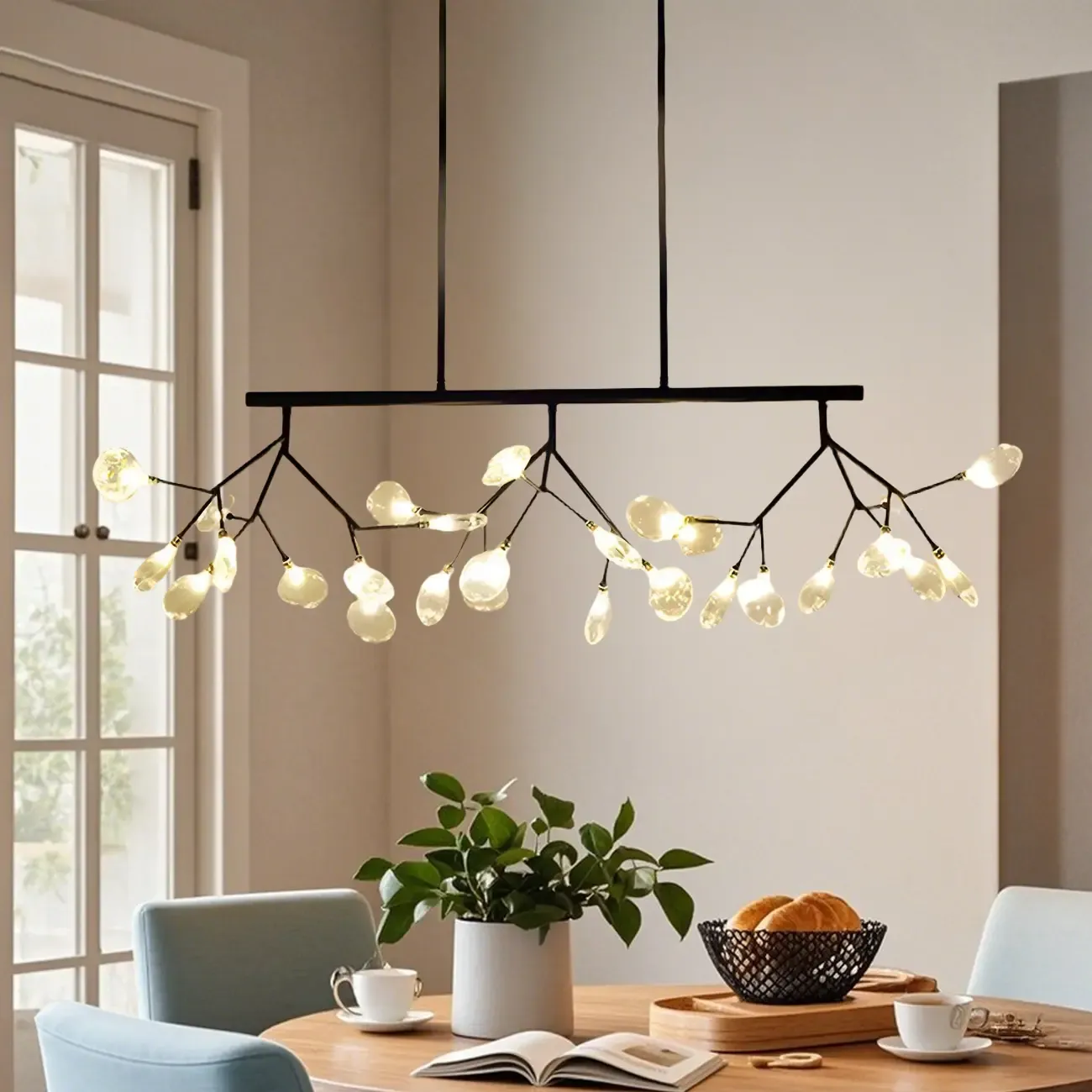 Modern Glass Branch Multi-Light Island Pendant Light for Kitchen