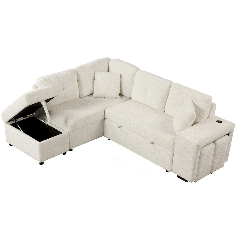 87.7 Convertible Sectional Pull Out Sofa Bed