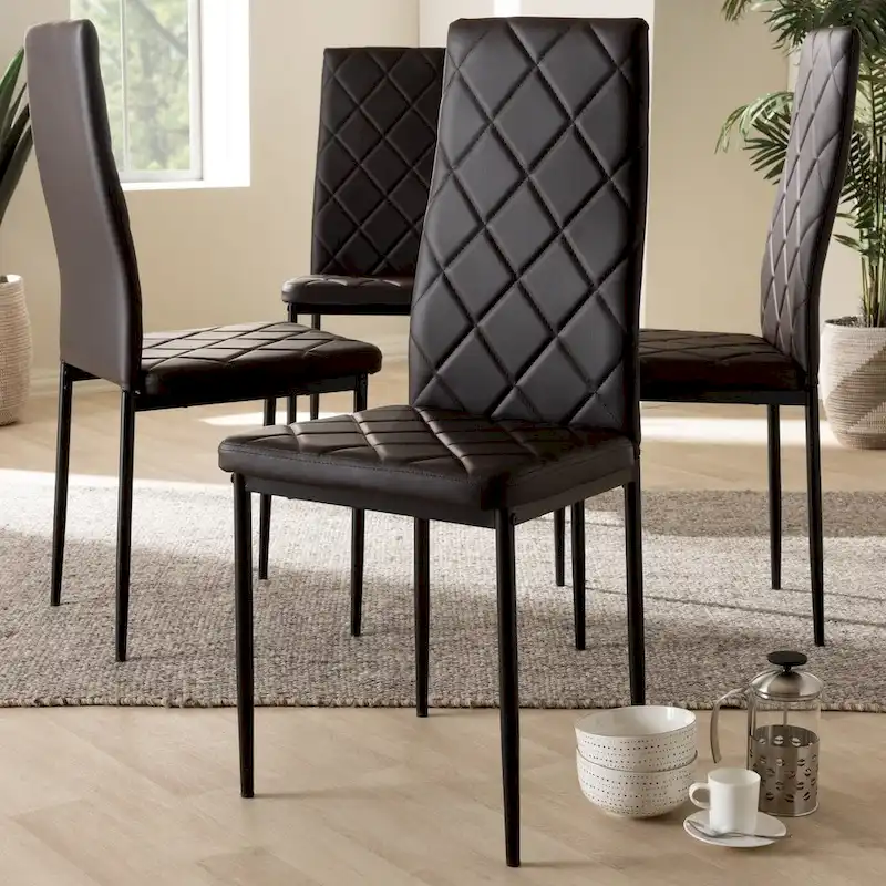 Modern Faux Leather Dining Chair 4-Piece Set by Baxton Studio
